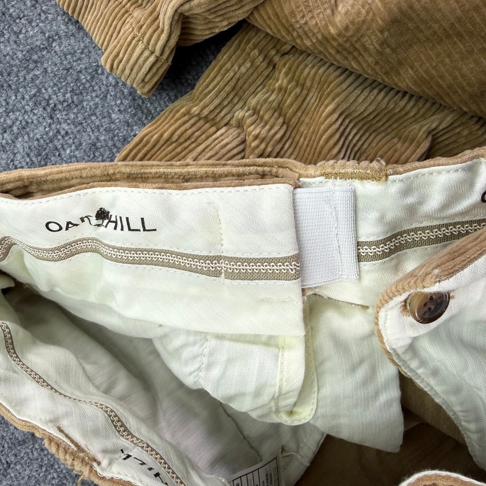 Oak Hill Pants Mens 42x34 (Fits 41x31)‎ Beige Corduroy Pleated Expandable Waist - Picture 3 of 12
